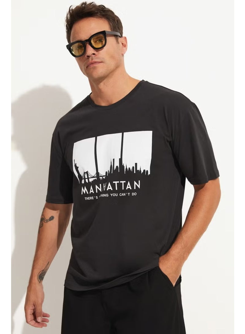 JUNE Men's Oversize 100% Cotton Printed Crew Neck T-Shirt - Image 3